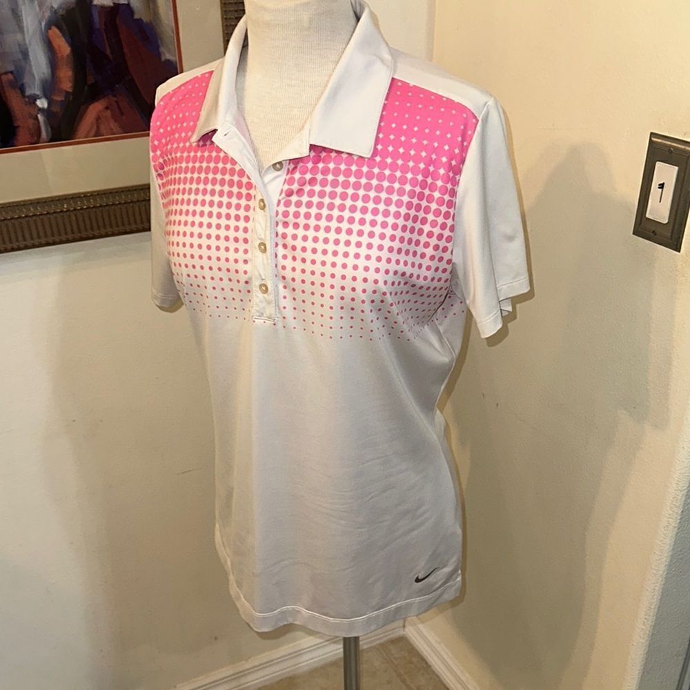 Nike Pink and White Fitted Polo Shirt    Size Large - Picture 5 of 12